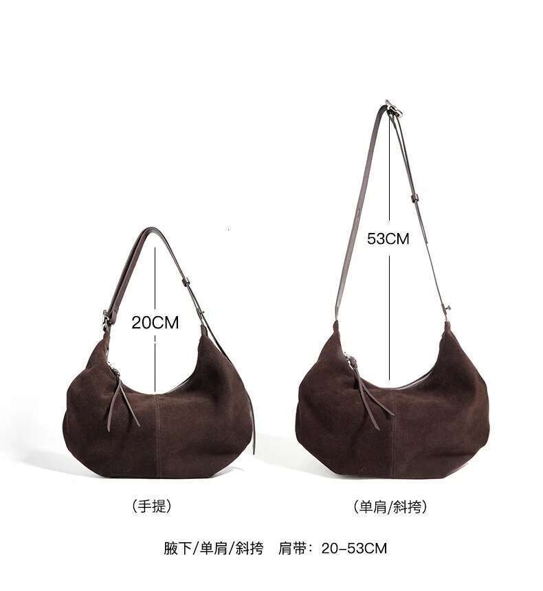 Suede Genuine Leather Women Hobos Bags Retro Large-Capacity Bag Lady 2025 New Dumpg Purse Niche Messenger Tote