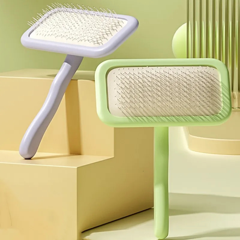 Dog Brush Pet Hair Remover Massage Cat Stainless Steel Combs for Cleaning Comfortable Handle Brushes Grooming 250318