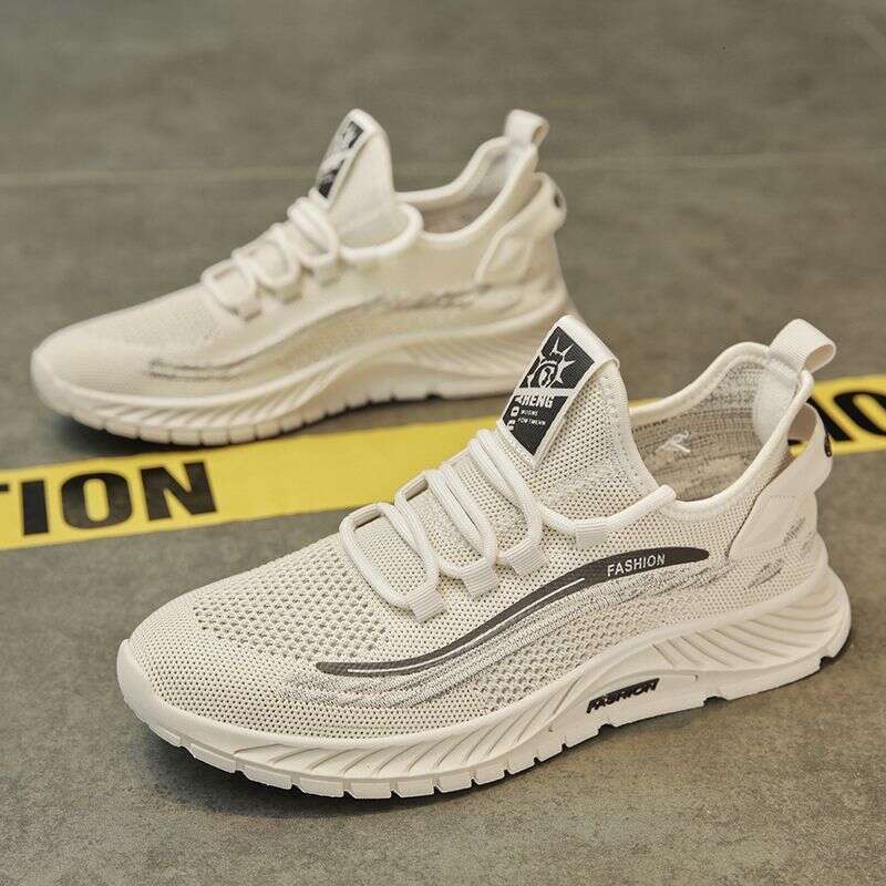 Men's new spring and autumn fashion casual shoes, single shoe breathable trendy mesh fly woven sports men's shoes