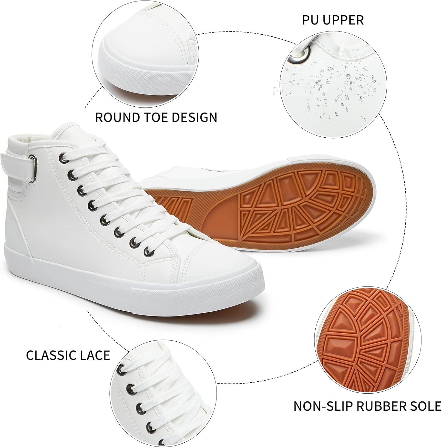 Designer shoes 2025 new Men's white high top sports shoes, casual black PU leather, fashionable men's shoes