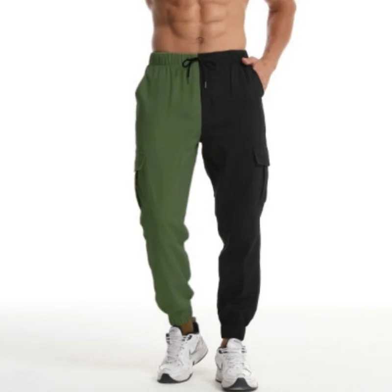 New Spring Summer and Autumn Mens Trousers Sports Double Color Running Pants Mens Sports Pants Multi Pocket Outdoor Fitness Womens Freight Pants W2503