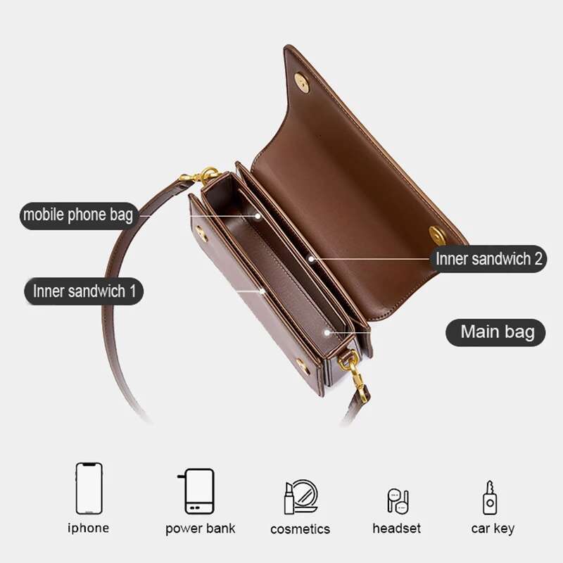 New Women's Single Shoulder Crossbody Lady Cowhide Split Leather Handbag Fashionable And High Quality Underarm Messenger Bag