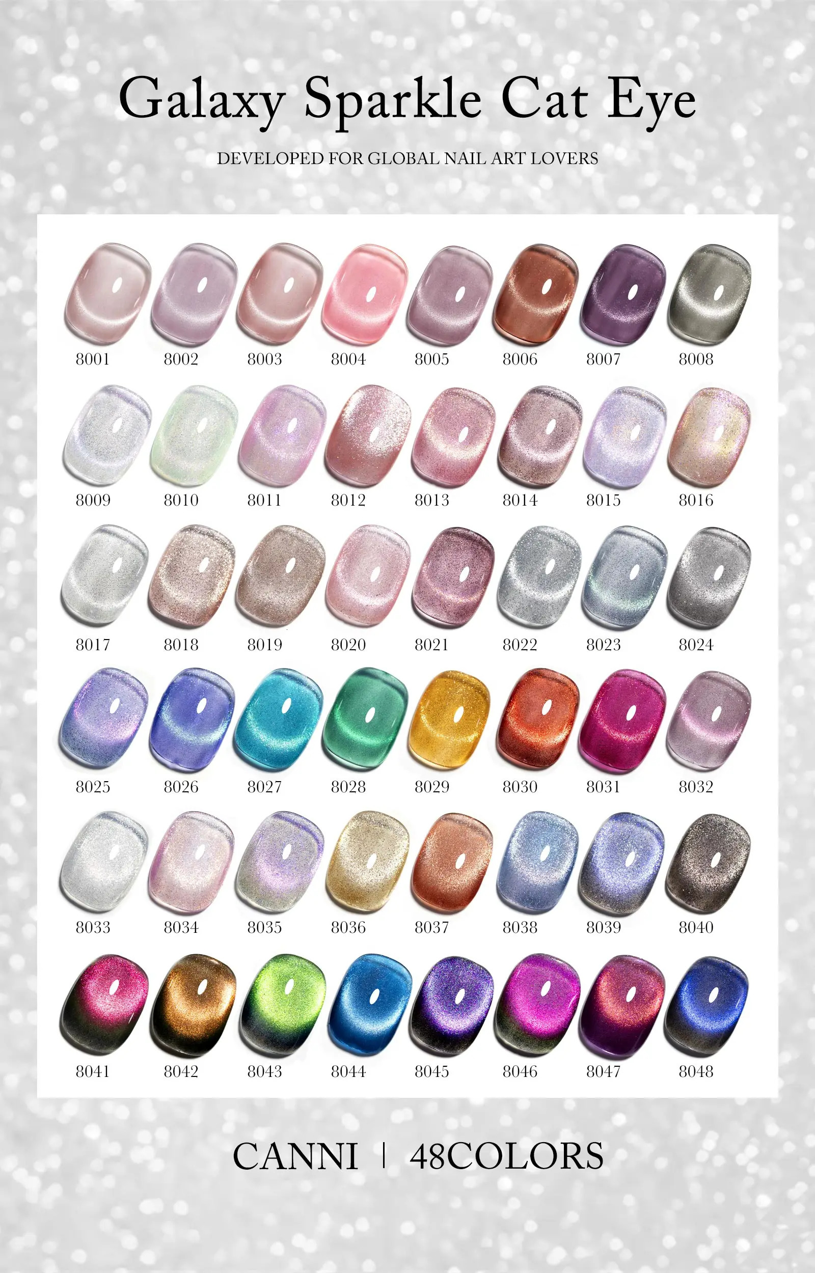 CANNI HEMA FREE Gel Nail Polish Galaxy Cat Eye Gel Magnet Glitter Diamond Sparkle Gorgeous Color Soak Off UV LED Gel Lacquer 250314