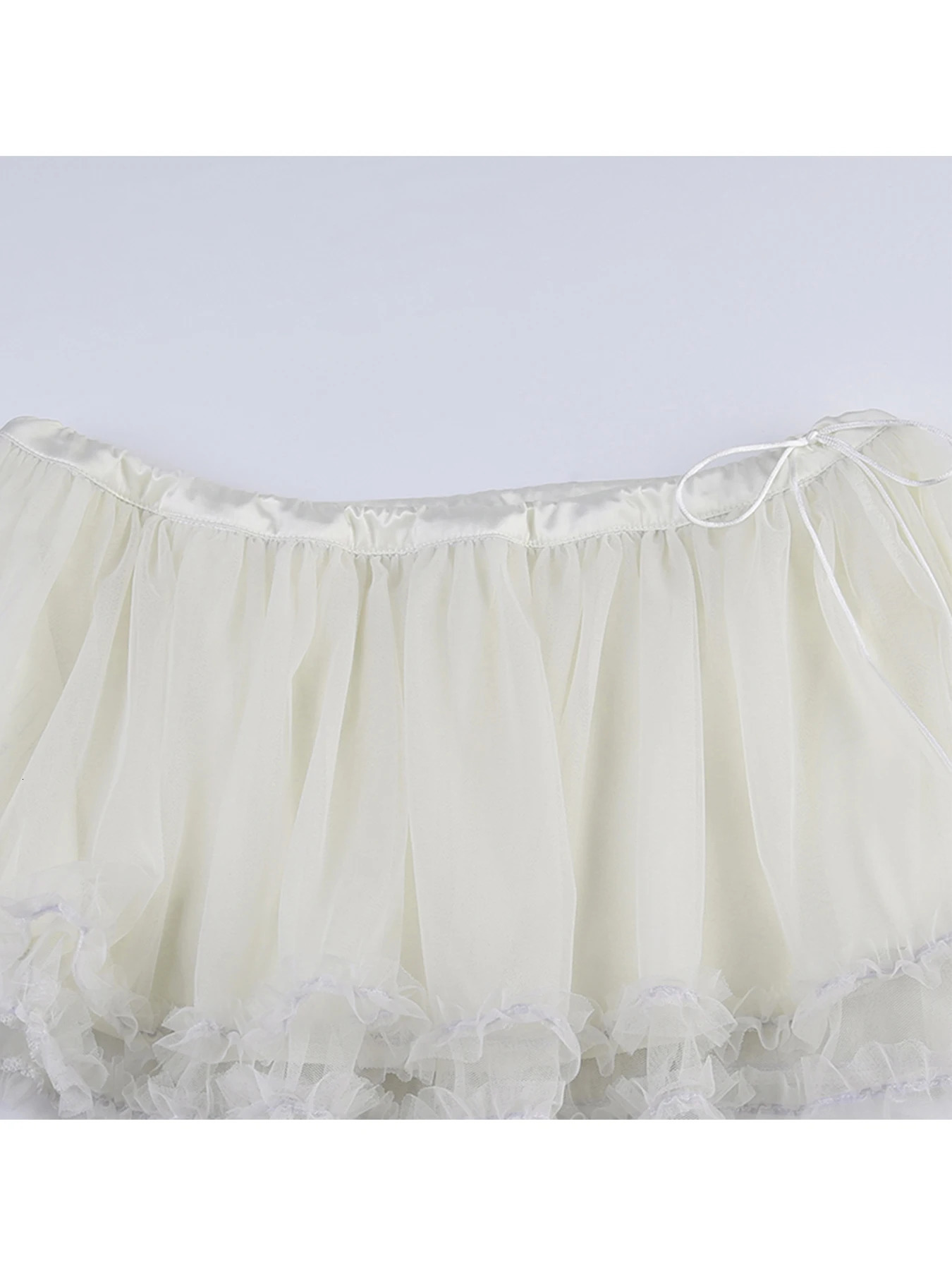 IAMSURE Sweet Lace Trim Mesh A-Line Skirt See Through Basic Low-Waisted Mini Skirts Women 2025 Summer Fashion Streetwear Ladies 250318