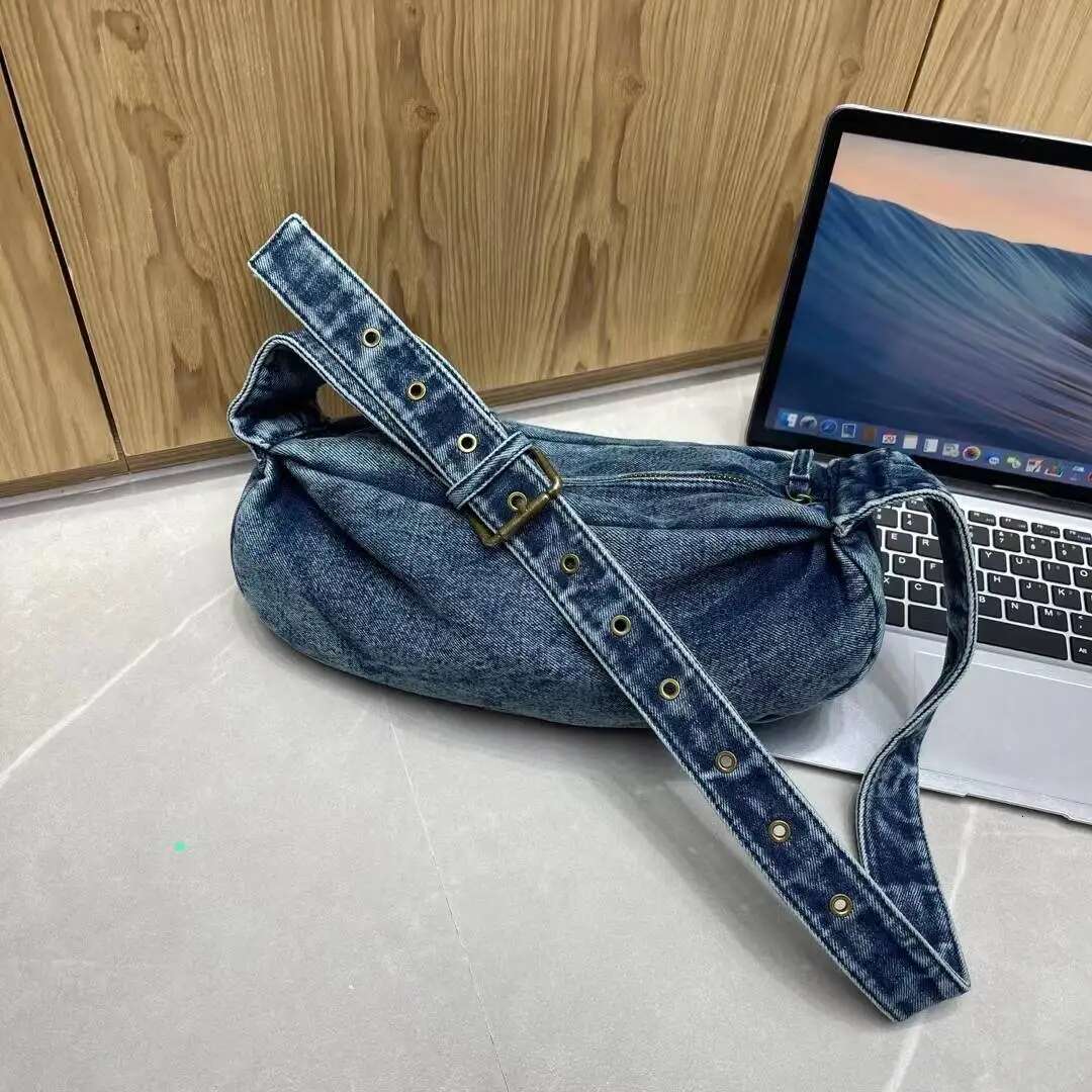 Denim Hobos Bags For Women Designer Handbags And Purse 2023 New In Casual Simple Wide Shoulder Straps Crossbody