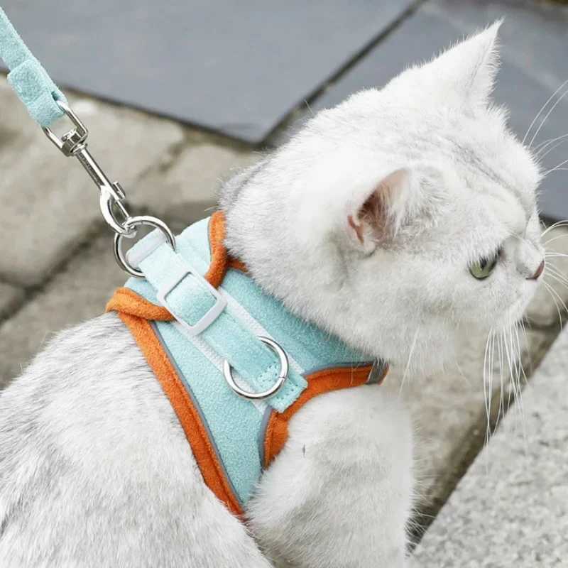 Suede Pet Reflective Dog Harness Dog Training Leashes Walking Pet Leash Long Lanyard Traction Rope Cat Chest Strap Vest LeashT250318