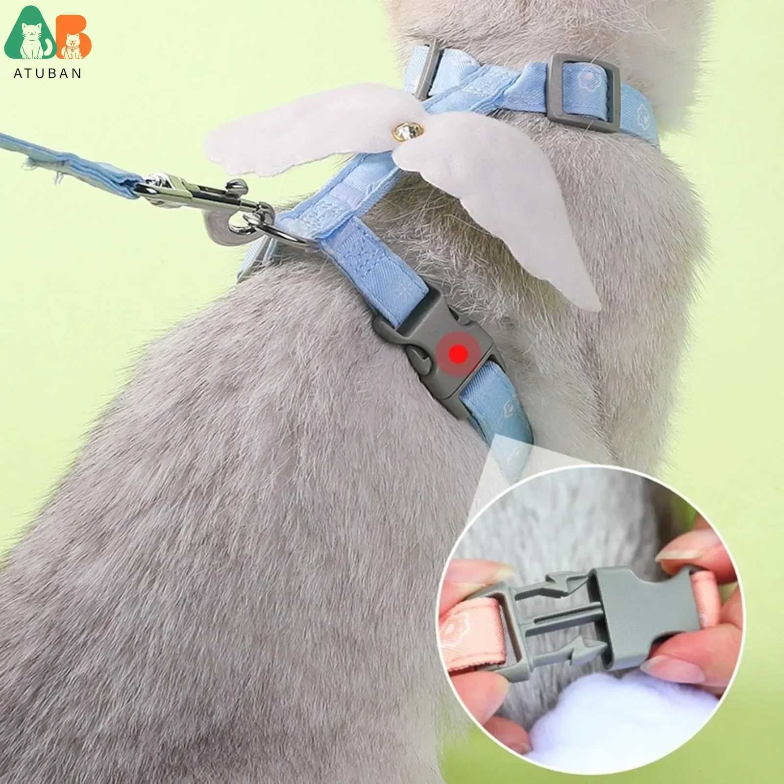 Adjustable Kitten Leash Cat Harness Cat Leash Anti-Escape Breathable Soft Vest Suitable for Outdoor WalkingAngel Wing Pet LeashT250318