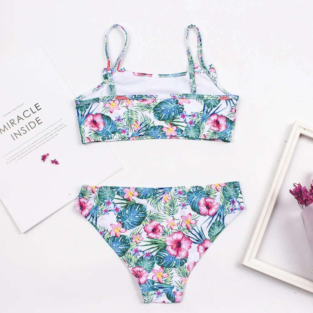 2-8 year old children and girls swimsuit, children's printed bow decoration bikini set, summer baby and children's girls bikini swimsuit, sw