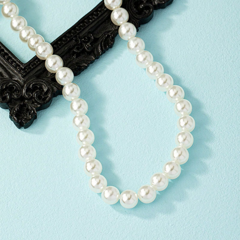 6/8mm Imitation Pearl Necklace Women's Highlighter ABS Artificial Pearl Choker Collarbone Chain Jewelry
