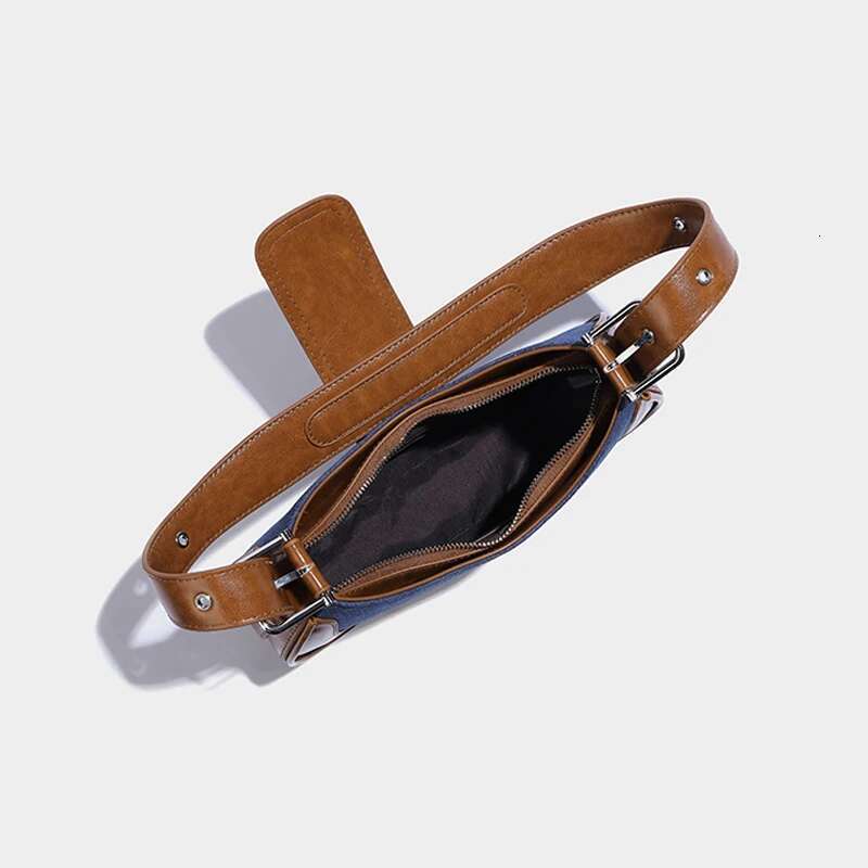 Vintage Splicing Saddle Underarm Bags For Women Designer Handbag Purse 2023 New In Contrasting Colors Shoulder Crossbody