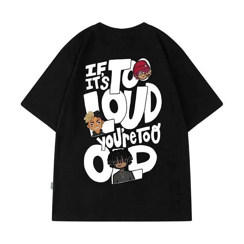 Hip Hop oversized T-shirt mens streetwear Harajuku cartoon printed T-shirt short sleeved cotton loose Hip Hop T-shirt Plus size 5XLXJ250318