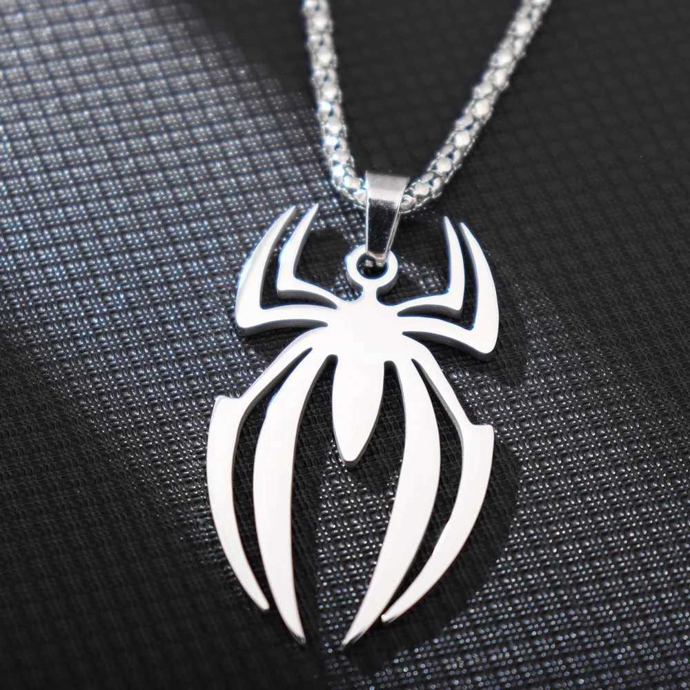 HNSP Stainless Steel Spider Pendant Chain Necklace For Men Boy Anime Jewelry Accessories W250318