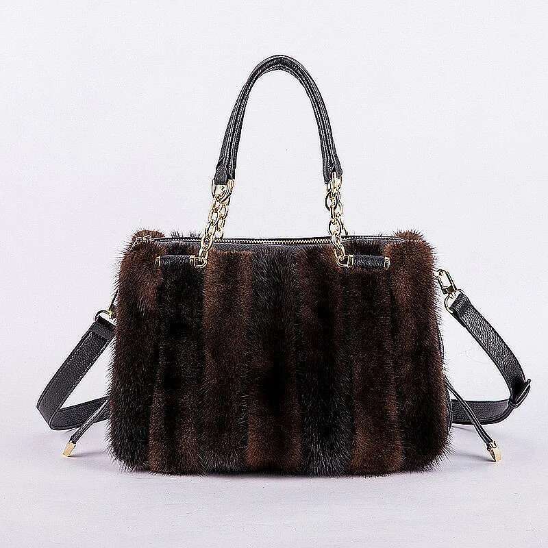 Winter Mink Crossbody Ladies Single Shoulder Party Handbag Women Shopper Square Fur Bag With Strap