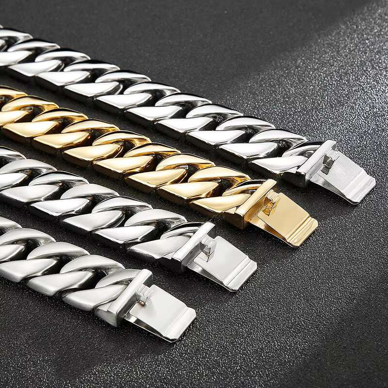 KALEN 20mm Miami Bracciali Peruviani Stainless Steel Cuban Hiphop Chain Bracelet