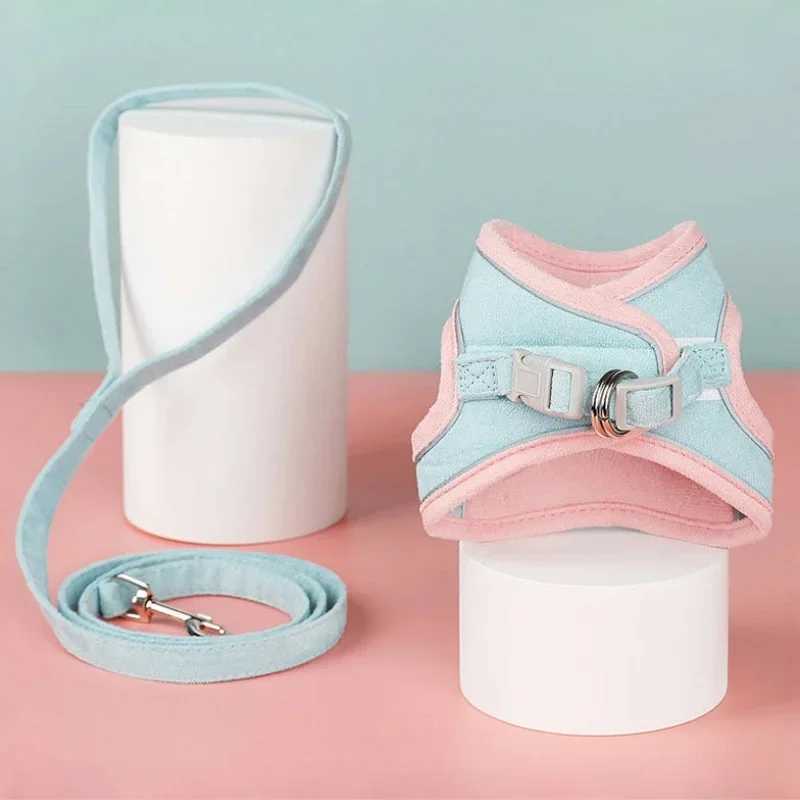 Suede Pet Reflective Dog Harness Dog Training Leashes Walking Pet Leash Long Lanyard Traction Rope Cat Chest Strap Vest LeashT250318