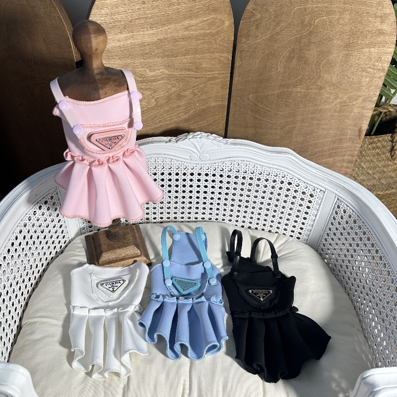 PAWDA Dog Dresses,Sweet Puppy Sundress Summer Cool Pleated Skirt for Girl Dogs Soft Breathable Pet Vest Shirts Pets Pullover Cat Costume Chihuahua App