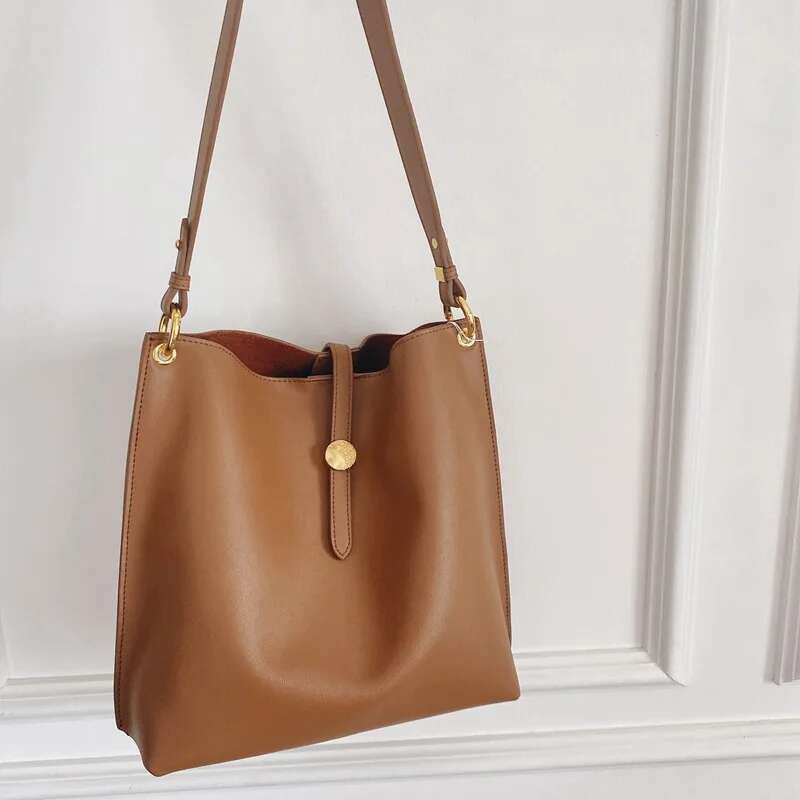 Genuine Female Large Handbag Casual Bucket Bags For Women 2023 High Quality Ladies Real Leather Retro Shoulder Bag Bolsa