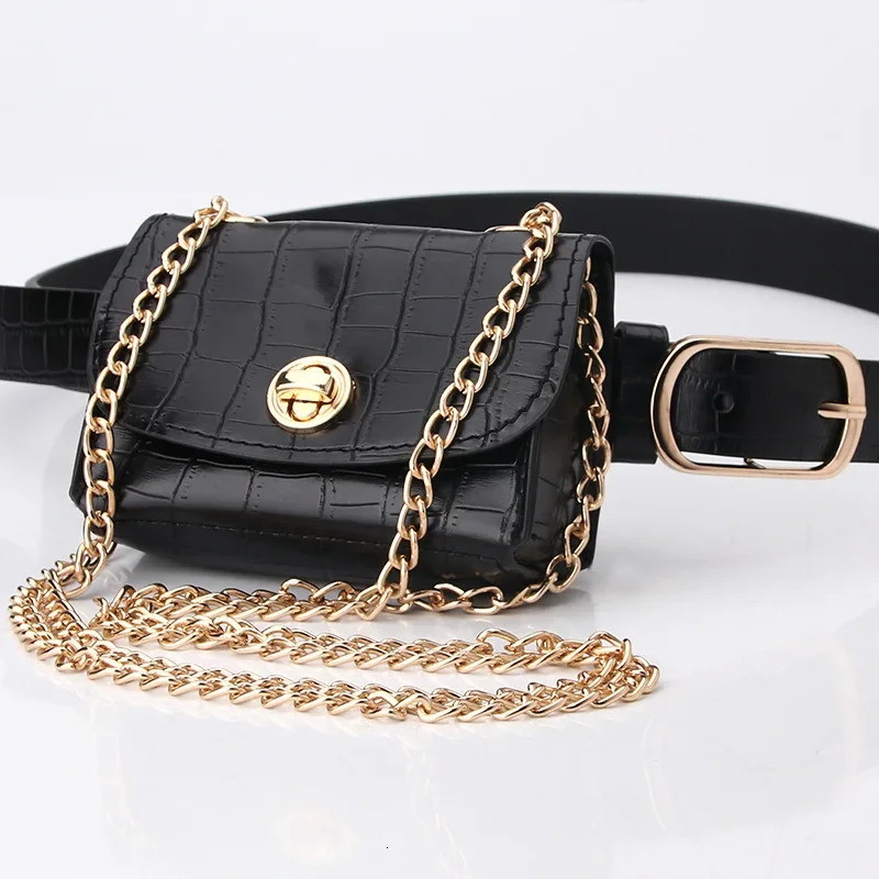 Fashion Women Chain Pocket Belt Leopard Pattern Retro Waist Fanny Pack Mini Handbag PU Leather Bag Purse Lady Wholesale Bag 250314