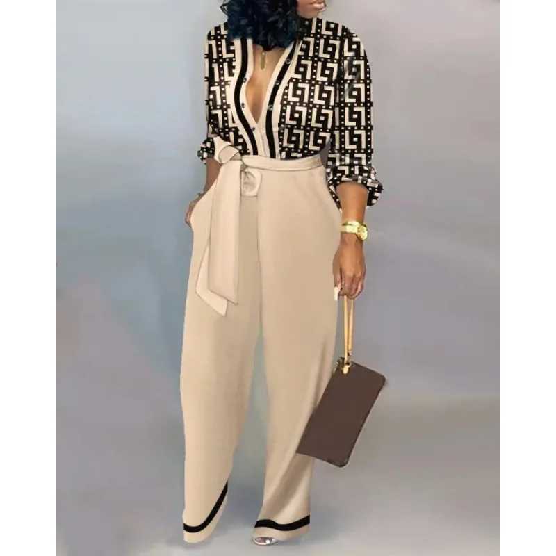 Womens jumpsuit womens jumpsuit long casual loose office jumpsuit super elegant womens sexy V-neck long Slve jumpsuit X250318