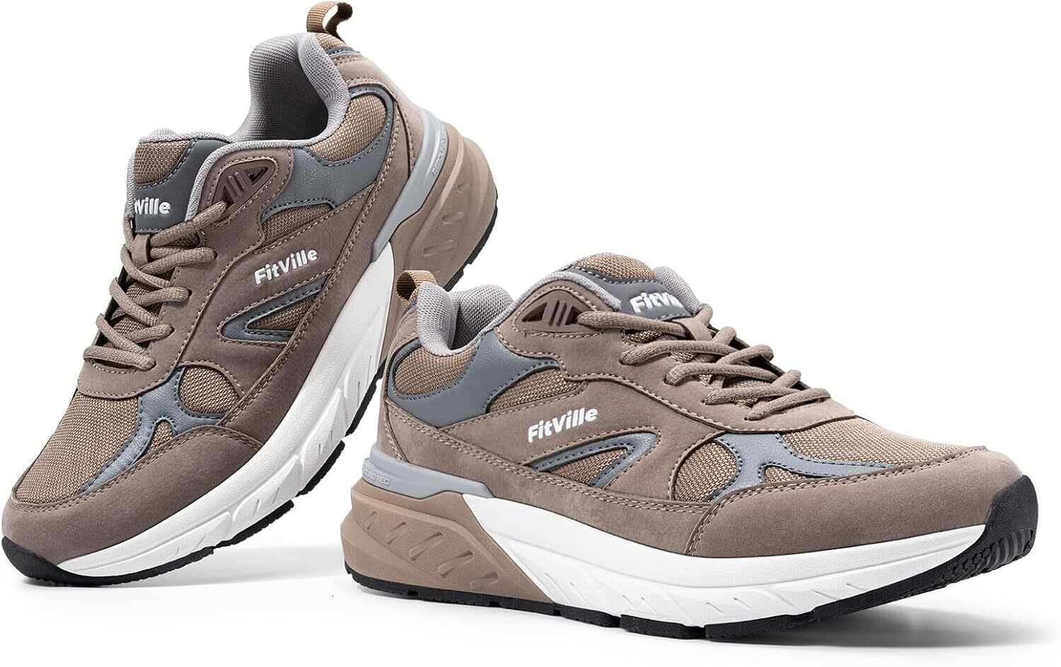 Men's wide walking shoes with ultra wide sports shoelaces and arch support, suitable for relieving plantar fasciitis with flat heel pain - reboun
