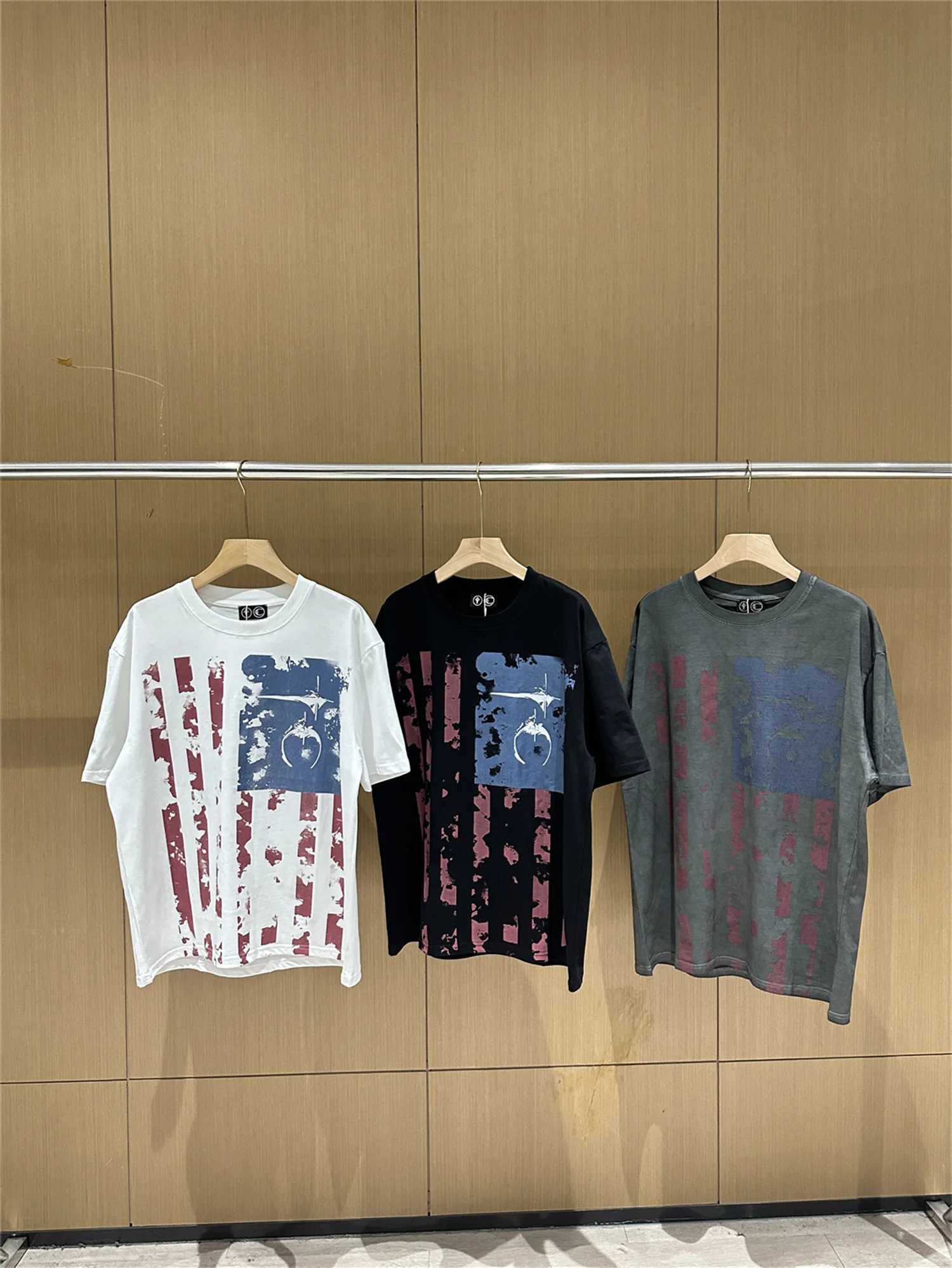 THUG CLUB Vibe Style 25SS High-Street Cotton Distressed Old Vintage Quality Casual Short Sleeve Tops T-ShirtT250318