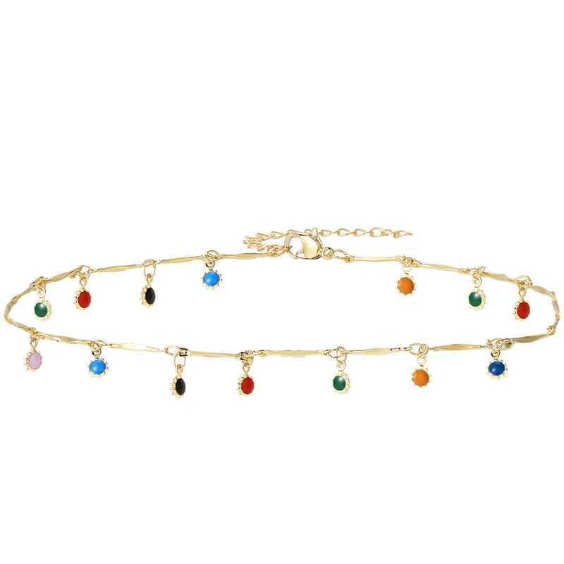 Fashionable and simple candy colored tassel necklace suitable for womens aesthetics fully matched pendant jewelry necklace accessories gift chain W250