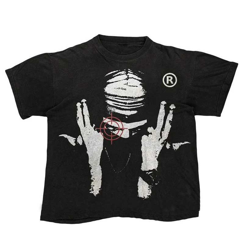 Retro Y2K Cotton T-shirt Harajuku Graphic Print Grunge Goth Casual Top Punk Oversized Short Sleeve T-shirt Hiphop Streetwear TeeT250318