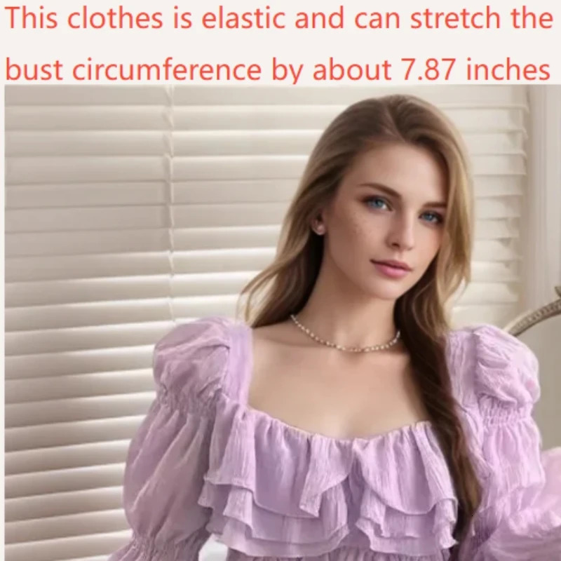 Women Elegant Trend Ruffles Crop Top Sweet Korean Casual Purple Solid Long Flare Sleeve Shirt Blouses Ladies Fairycore All-match 250318