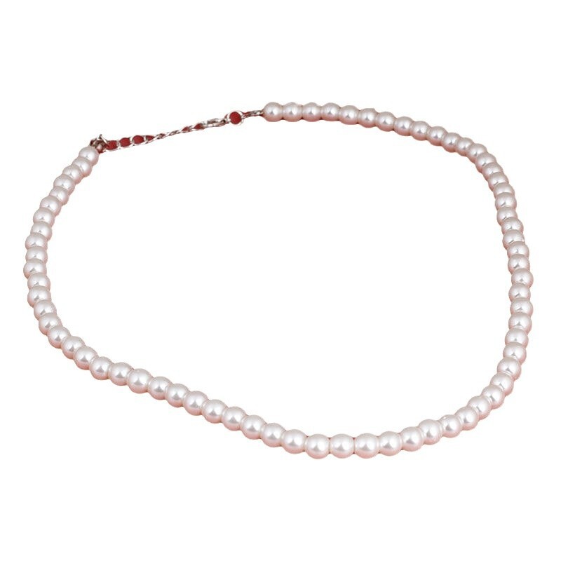 Glass Imitation Pearl Necklace Women 4/6/8/10/12mm Choker Collarbone Chain Jewelry