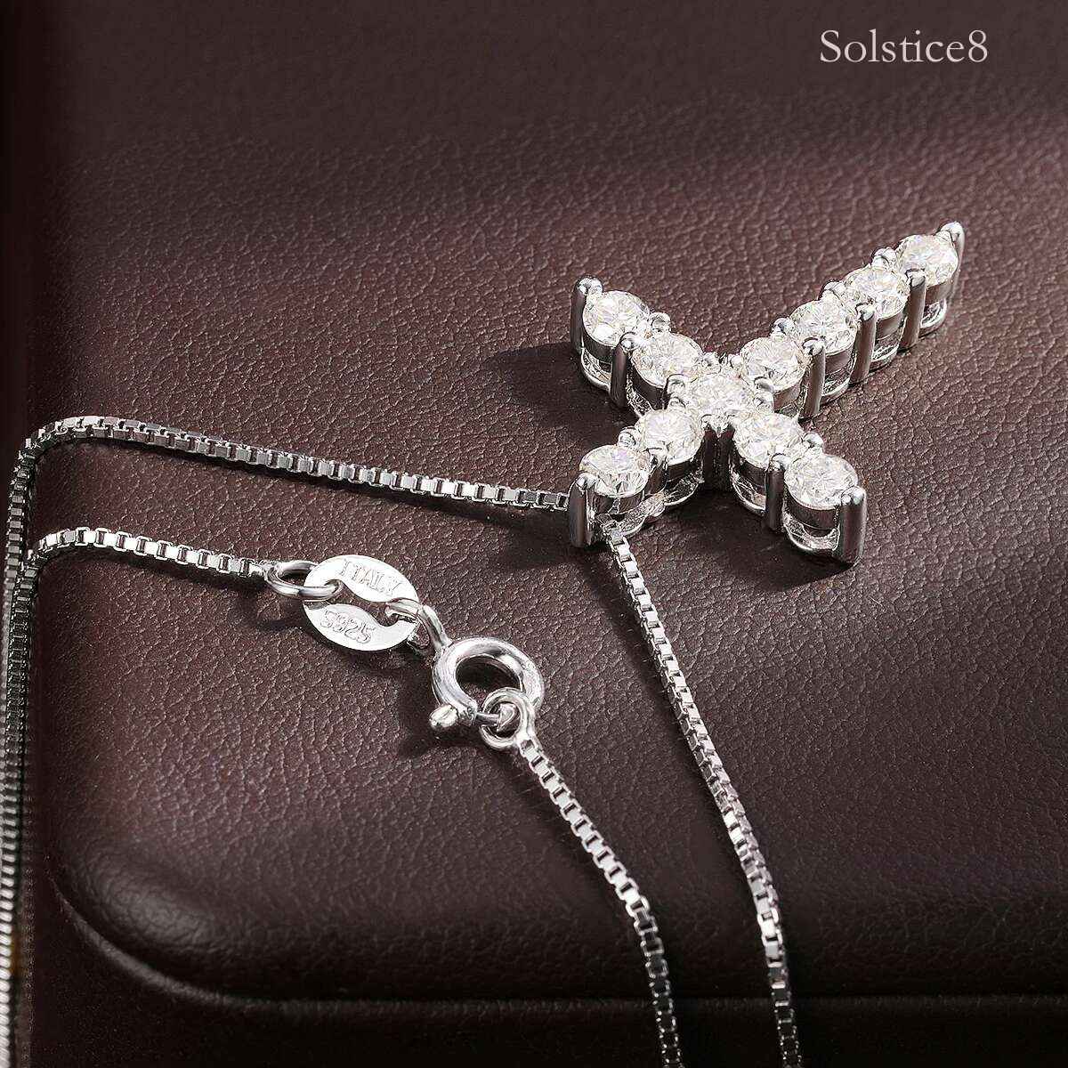 KNOBSPIN D VVS1 Moissanite Cross Pendant Necklace Original s Sliver Box Chain Plated White Gold Fine Necklaces for Women