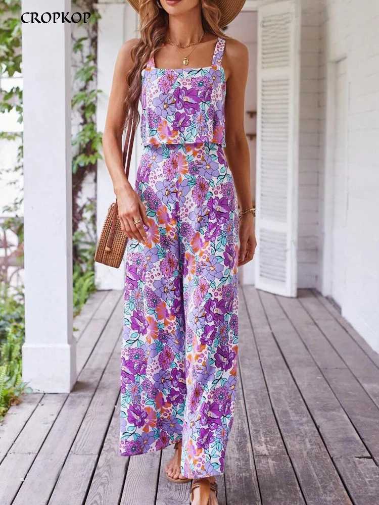 Summer womens printed jumpsuit sexy camisole beach jumpsuit womens jumpsuit X250318