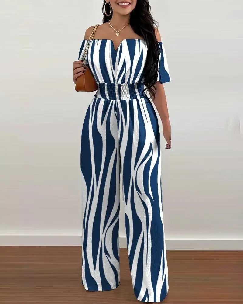 2025 Summer Elegant Shoulder Womens jumpsuit Fashion Trend Casual Shorts Sle Wide Leg Pants Womens jumpsuit X2503181