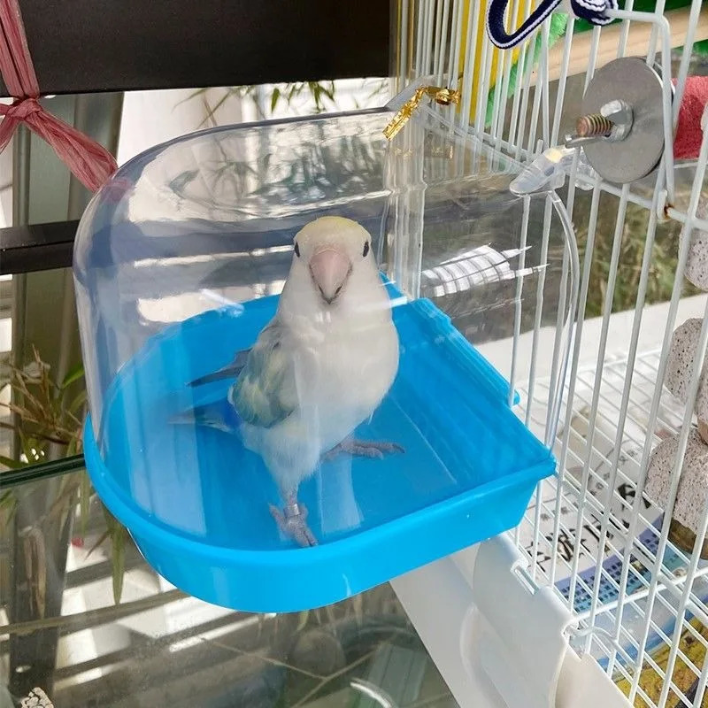 Bird bathtub shower box plastic water tank pet bird bowl parrot hanger accessories 250318