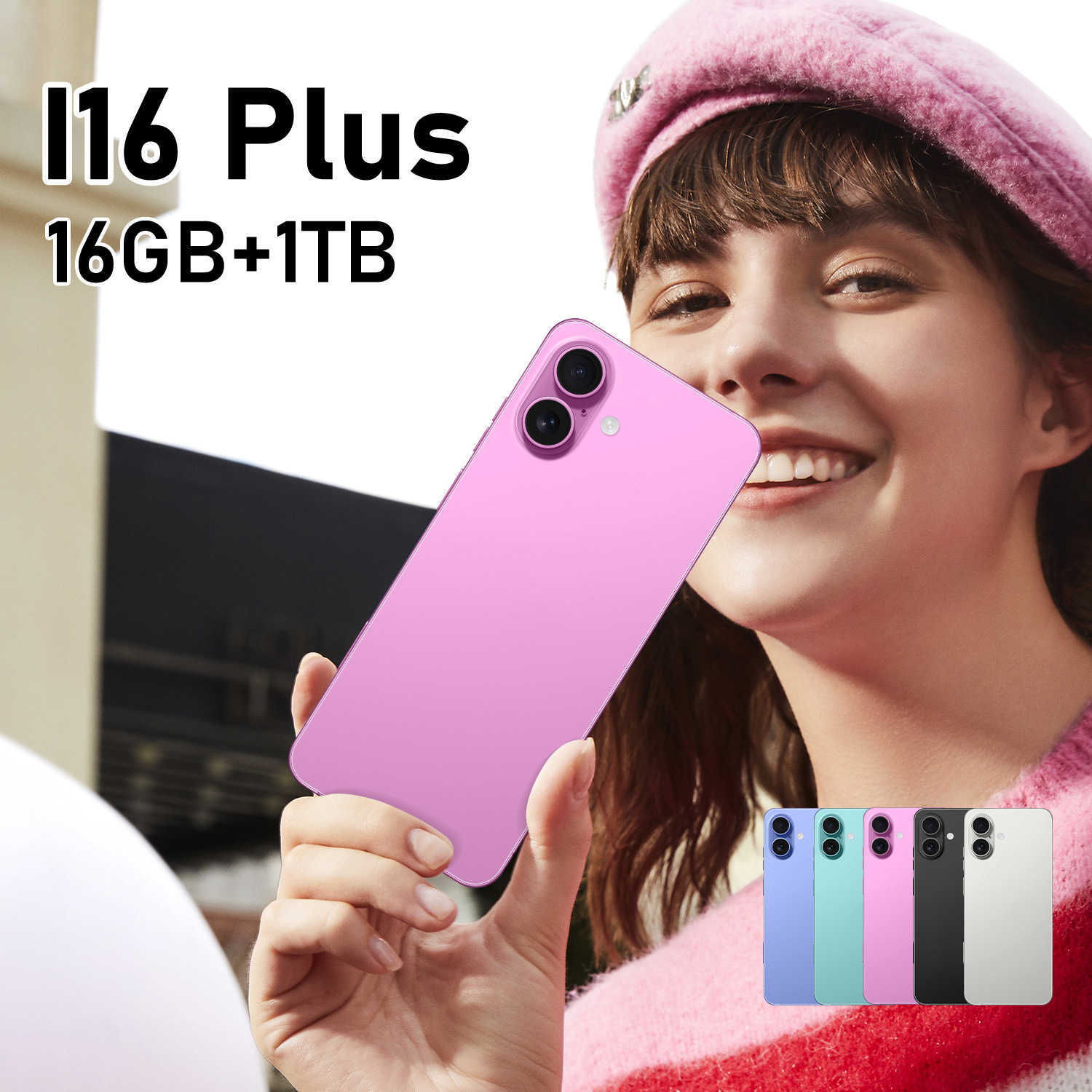 Smartphone Phones New I16 Plus phone 3+64GB true 4G full network button camera Android 10 selling z250319