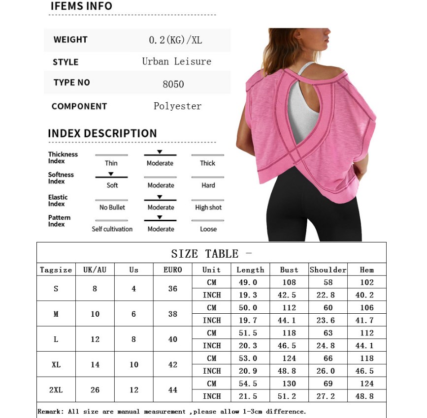 Womens T Shirts 2025 New Womens Back Sports Yoga T-shirt Loose Casual Breathable