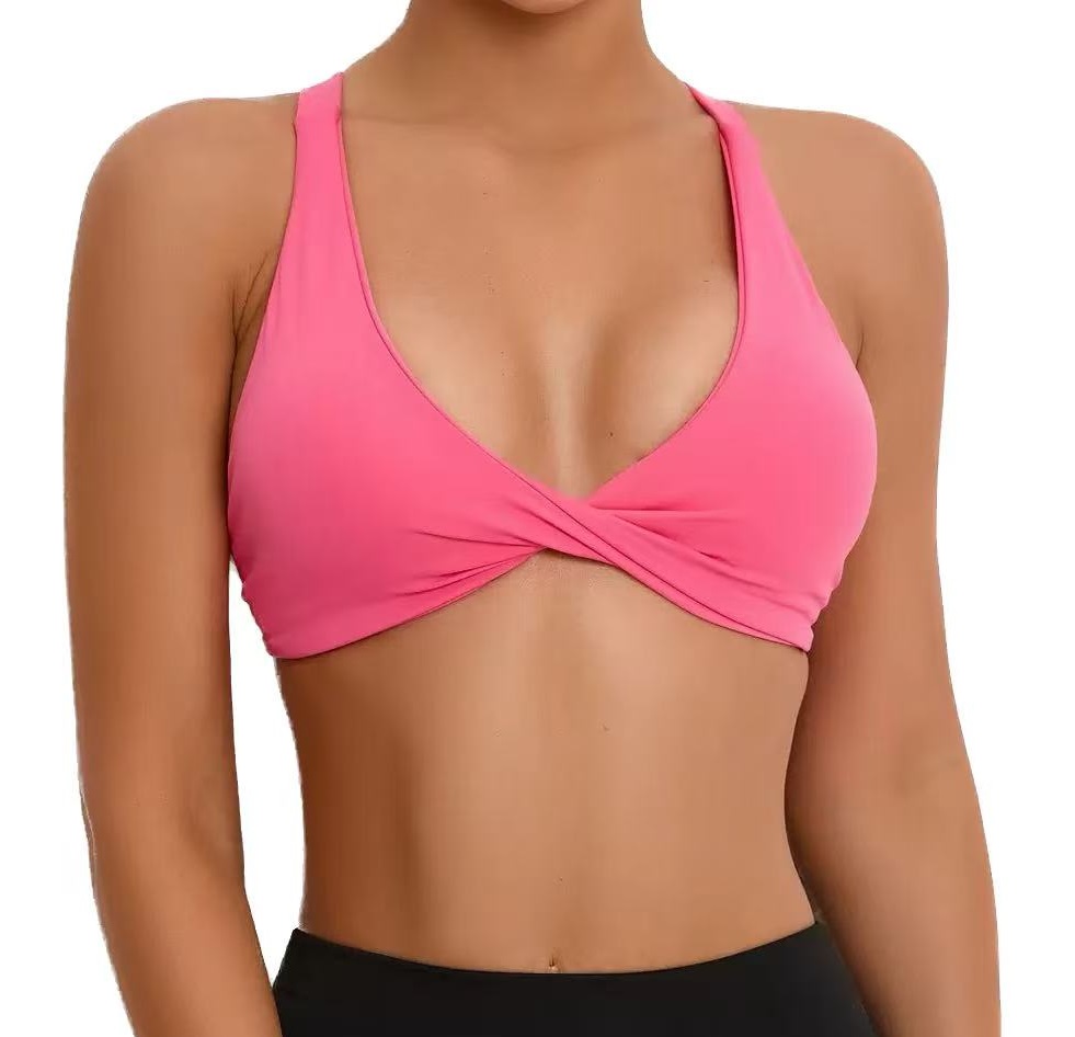 lady Sexy Deep V Sports Bra Women Strappy Backless High Support Impact Yoga Underwear Running Fitness Workout Gym Top Padded Bralette