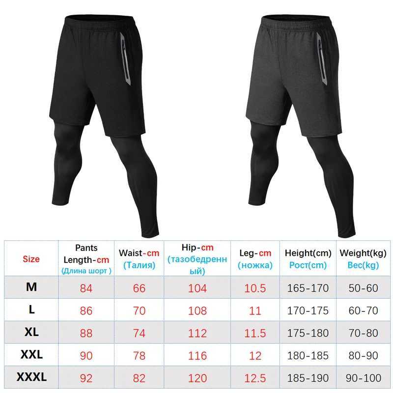 Mens Sports Trouser 2 In Compression Training Legging Breathable Joggers Zip Pockets Running Double Deck Fitness Gym Pants W250318