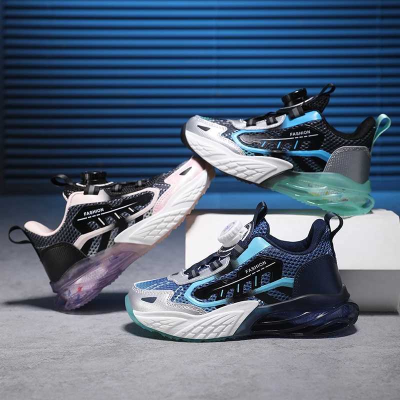 Children Fashion Sports Shoes Boys Girls Casual Rotary Buttons Outdoor Sneakers Breathable Soft Bottom Kids Mesh Running ShoesXJ250318