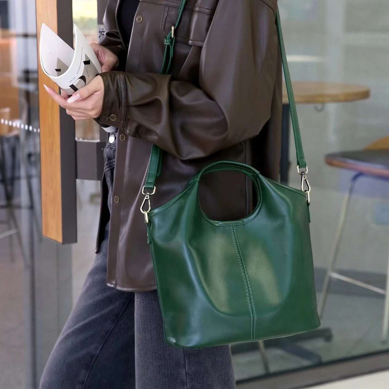 YANATARI Genuine leather woman shoulder Handbags ladies crossbody bags designer minimalism tote bag Bucket Bag
