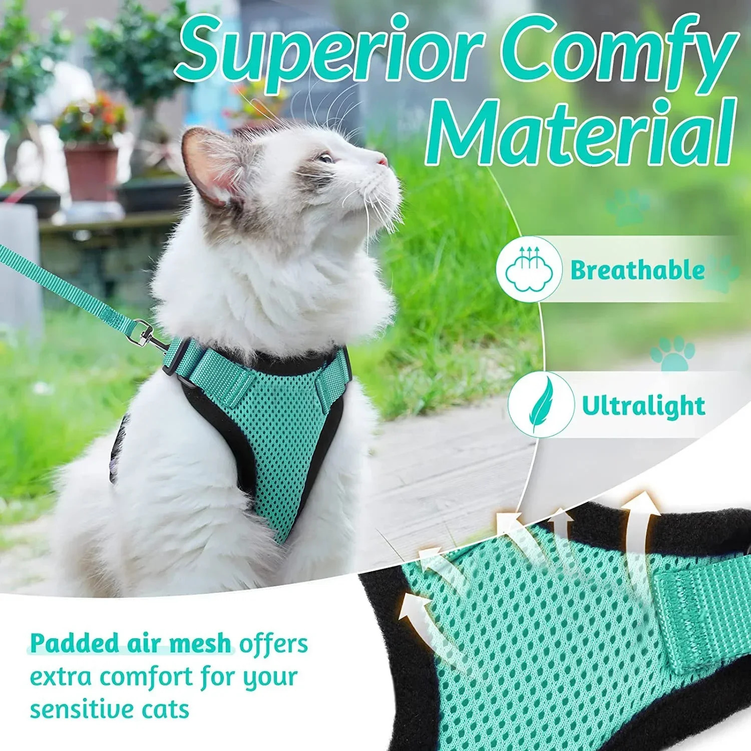 Cat straps and belts for walking leak proof soft adjustable vest cats EasyControl 250318