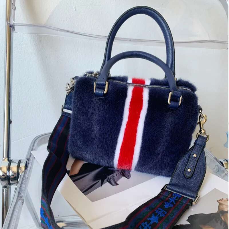 Mink Handbag Winter Shoulder Bags Women Soft Fluffy Clutches Tote Female Real Fur Purse Evening Party Bag