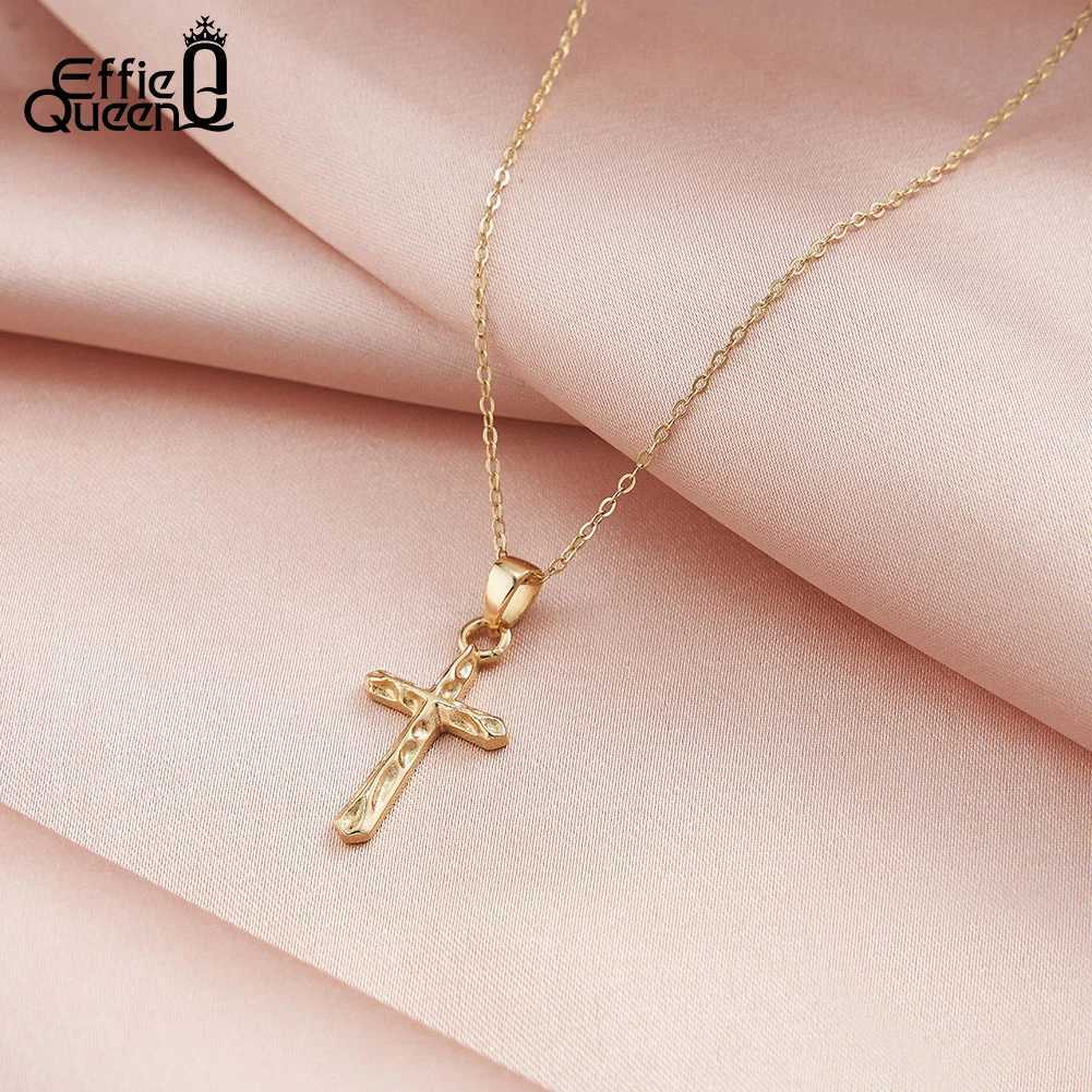 EFFINE QUEEN Exquisite 925 sterling silver cross pendant necklace with cable chain church accessories religious presence GAN02 W250318