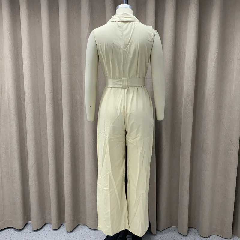 Womens Autumn Fashion Neck V-neck Strapless Waist Strap Wide Leg Pants X250318