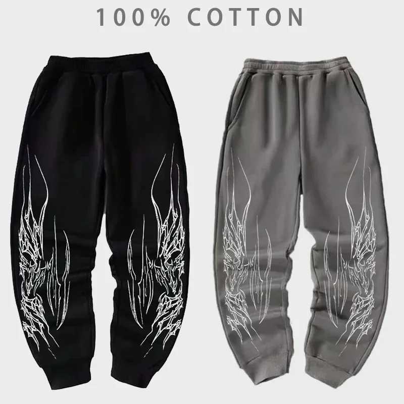 Mens casual pants Gothic striped printed black sports pants Mens cotton running and jogging athlete sports drawstring pocket Womens gym Trouser W25031