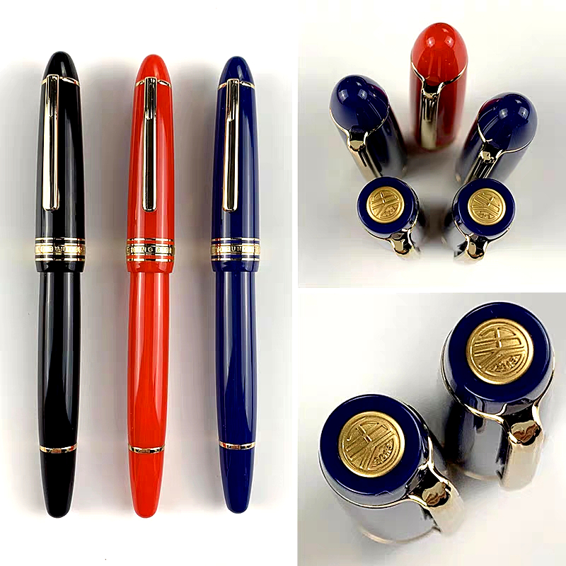 wholesale Wingsung 629 Piston Filling Classics Fountain Pen Best Black & Blue Resin Business Office Writing Ink Pens With Gift Box