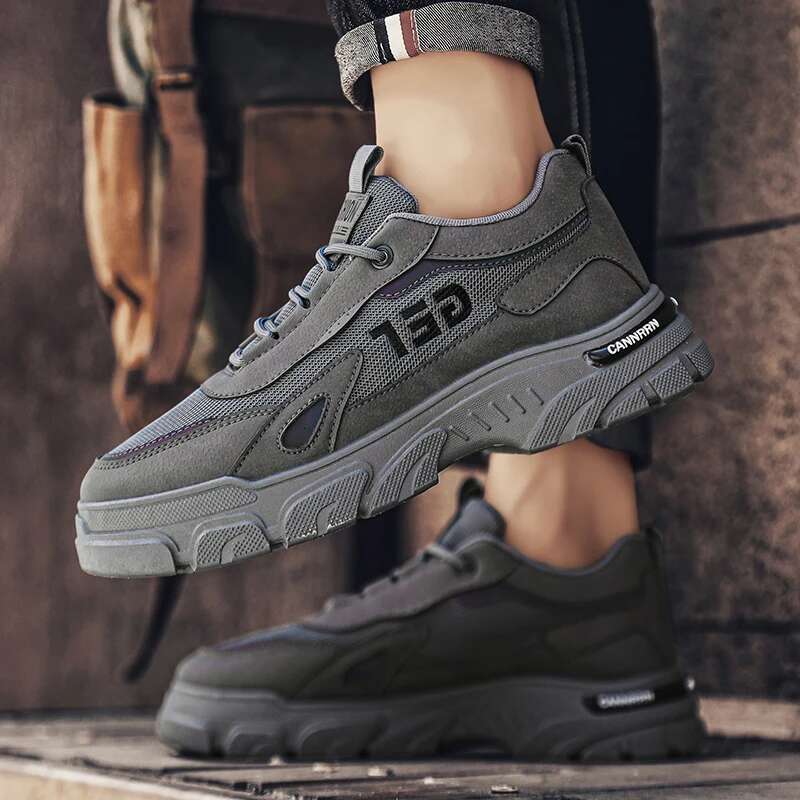 Men's Seasonal Sports and Leisure Breathable Mesh Increased Height Thick Sole Dad Shoes Wear-resistant Hiking