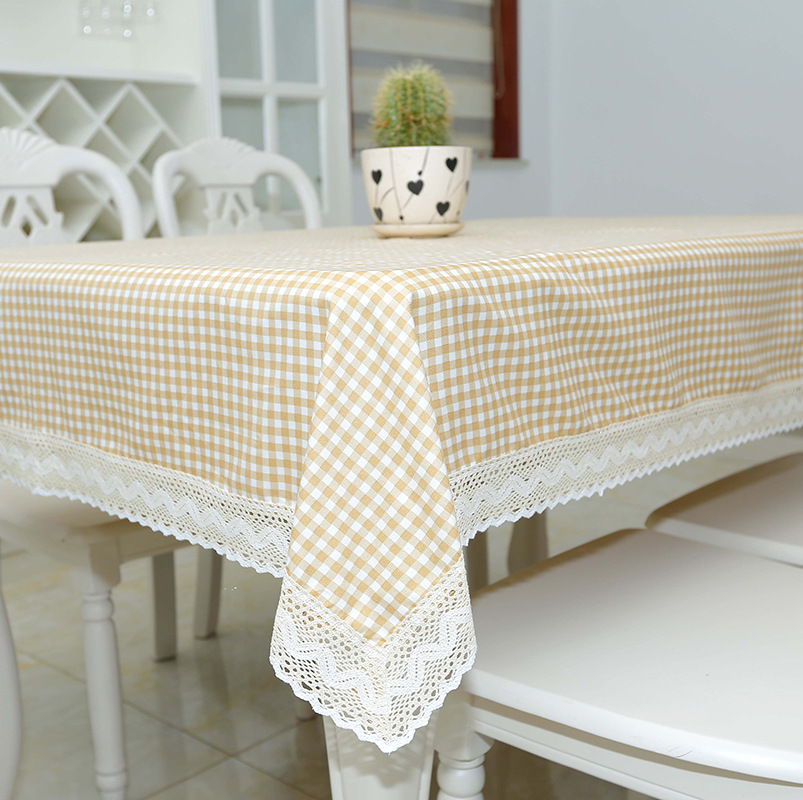 Waterproof tablecloth kindergarten dormitory desk dressing tablecloth rectangular table mat tea table mat lace plaid B77F01