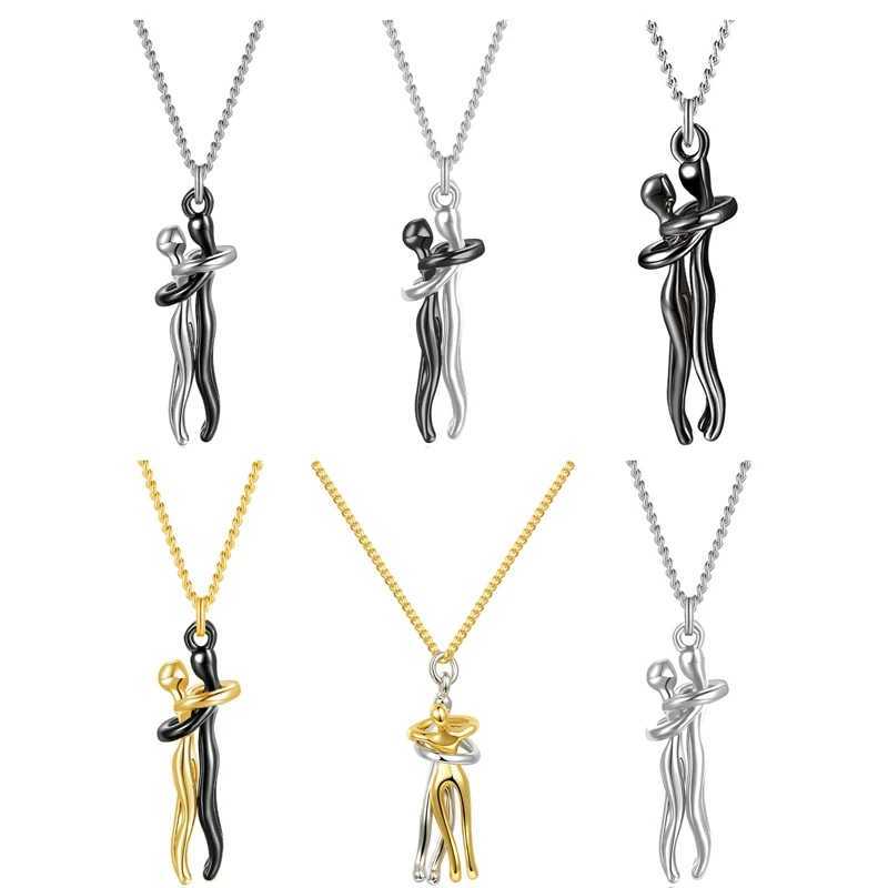 Exquisite Couple Embrace Pendant Necklace Womens Fashion Pendant Couple Necklace Valentines Day Jewelry W250318