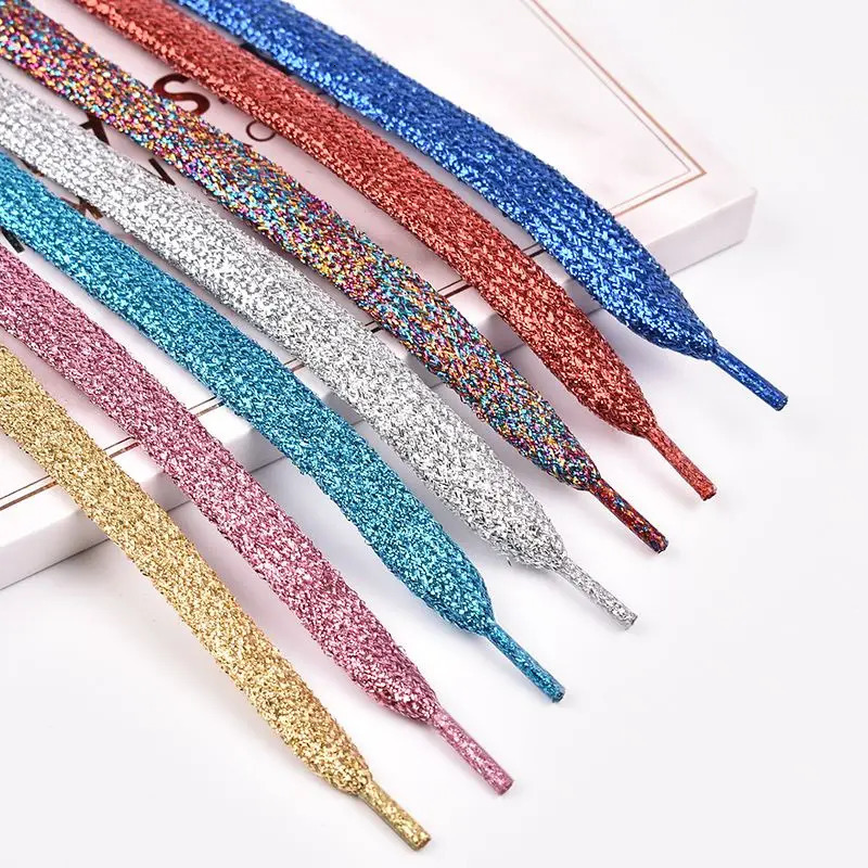 25 Colors Shiny Gold and Silver Colorful Bright Shoelaces 60180 cm Sneaker Sport Shoes Laces Bootlaces Shoe laces Strings 250318