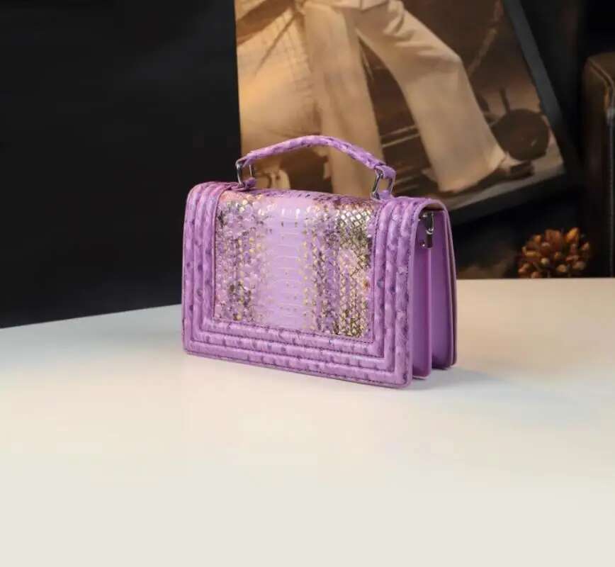 2025 New Fashion Women's Handbags Genuine Leather Small Shoulder Crossbody Bag Senior Sense Snake Print Bags